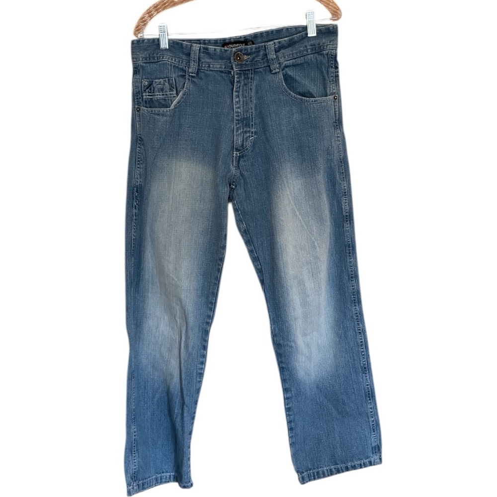 South Pole Men's Relaxed Fit Blue Jeans 32x30 Front and Back Fade